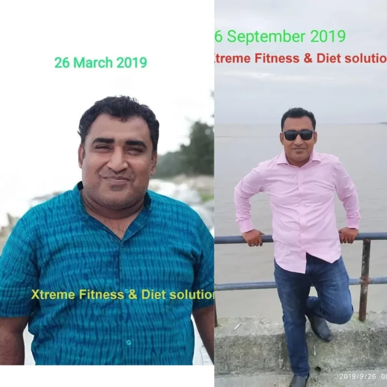 Before and after photo of an Xtreme Fitness & Diet Solution client