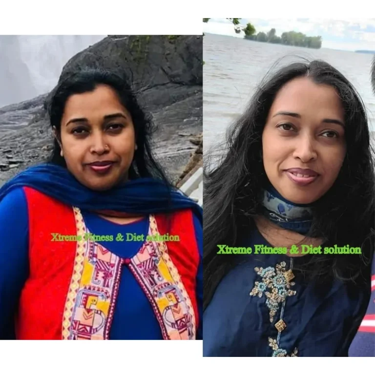 Before and after photo of an Xtreme Fitness & Diet Solution client