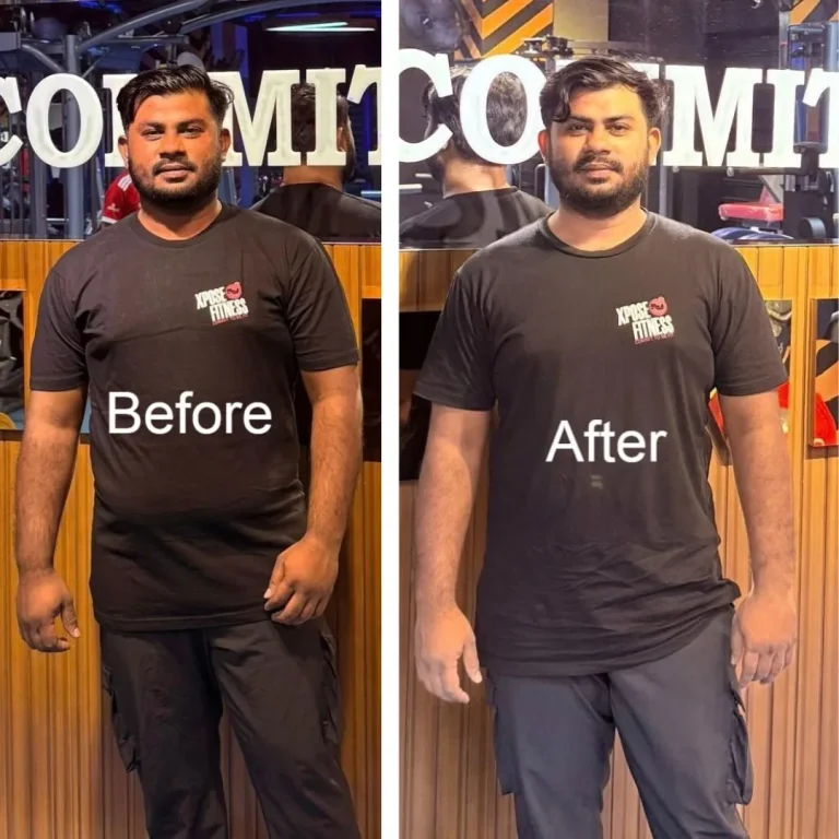 Before and after photo of an Xtreme Fitness & Diet Solution client