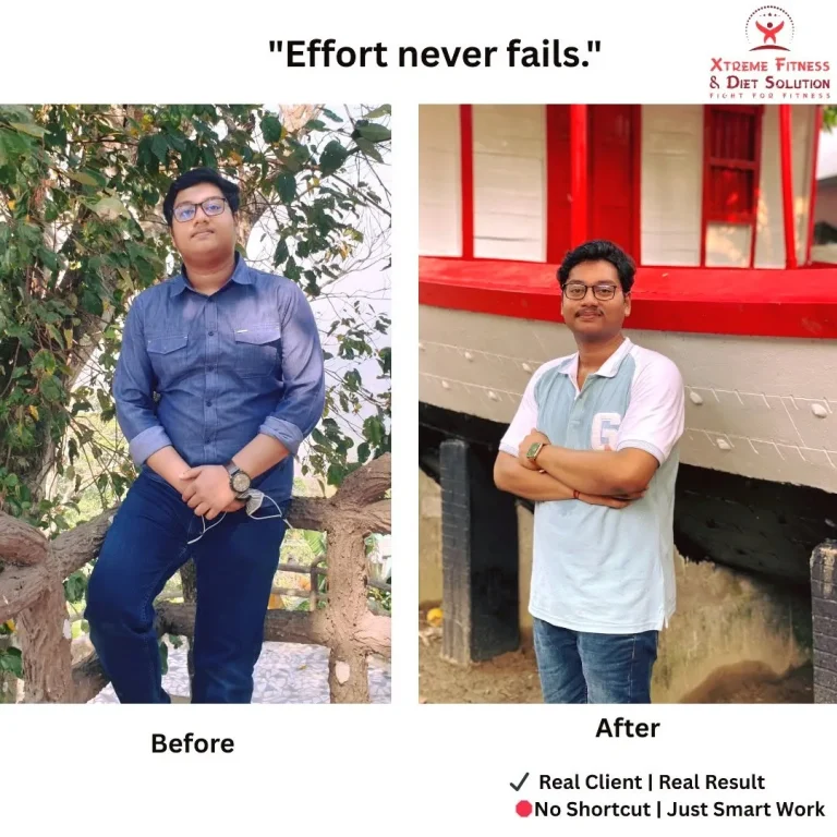 Before and after photo of an Xtreme Fitness & Diet Solution client