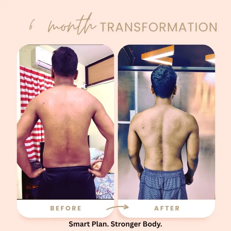Before and after photo of an Xtreme Fitness & Diet Solution client — 6-month transformation