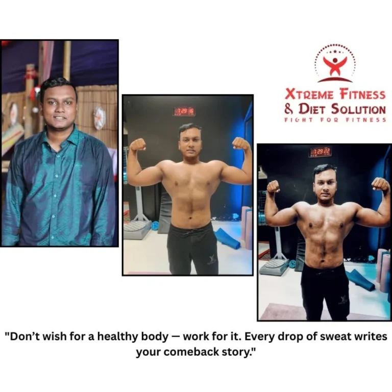 Before and after photo of an Xtreme Fitness & Diet Solution client